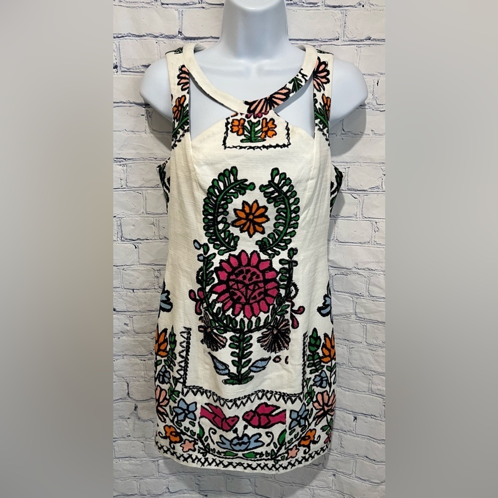 NWT Plenty by Tracy Reese White Floral Halter Cotton Blend Dress Size 2 $243